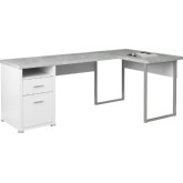 80" Computer Desk in White & Cement Look (Left or Right Facing)